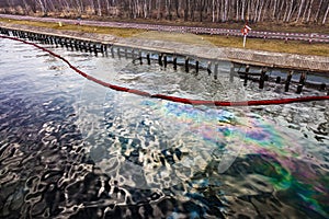 Oil spill on water