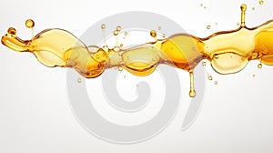 Oil splash isolated on white background. Sweet honey isolated on white background.