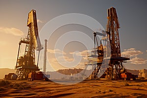 Oil station drilling rig and oil production. Generative AI