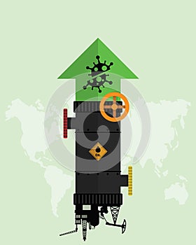 Oil stock price rebound and rise up from Covid-19 coronavirus be defeated. Oil market value move up from permitted unlocking.