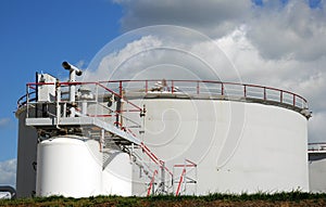 Oil storage tank at an oil refinery