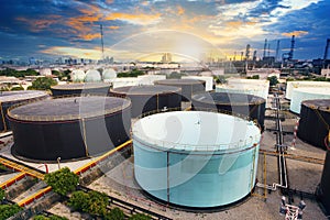 Oil storage tank in petrochemical refinery industry plant in pet photo