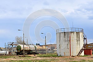 Oil storage tanks at Fuel terminal.