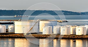 Oil storage tanks in the port of Le Havre in France