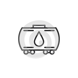 Oil tank railway carriage line icon, outline vector sign, linear style pictogram isolated on white.
