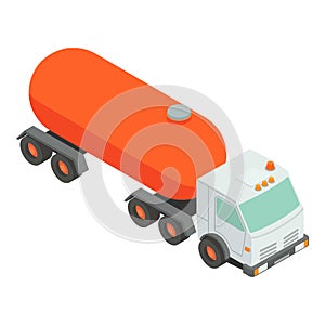 Oil tank truck icon, isometric style