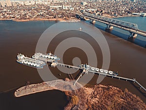 Oil tanker on the Don river.