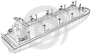 Oil tanker or gas carrier. Big ship designed to transport LPG Liquefied petroleum gas , LNG Liquefied natural gas or