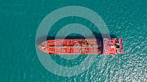 Oil tanker, gas tanker in the high sea.Refinery Industry cargo ship,aerial view,Thailand, in import export, LPG,oil refinery,