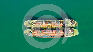 Oil tanker, gas tanker in the high sea.Refinery Industry cargo ship,aerial view,Thailand, in import export, LPG,oil refinery,