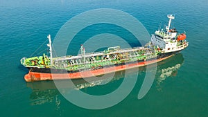 Oil tanker, gas tanker in the high sea.Refinery Industry cargo ship,aerial view,Thailand, in import export, LPG,oil refinery,
