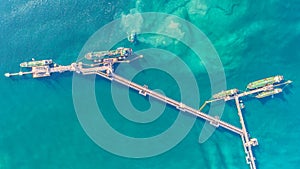 Oil tanker, gas tanker in the high sea.Refinery Industry cargo ship,aerial view,Thailand, in import export, LPG,oil refinery,