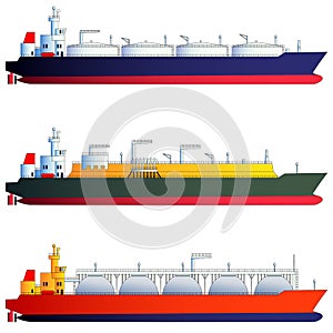 Oil tanker and gas tankers, LNG carriers. Vector illustration photo