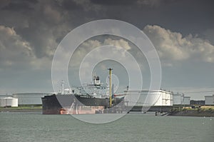 Oil tanker in harbour