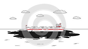 Oil tanker with oil spot vector illustration