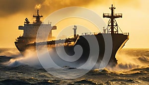 An oil tanker out on the high seas