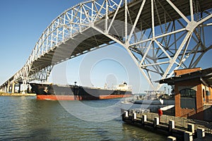 Oil Tanker Passing Under the Corpus Christi Harbor Bridge