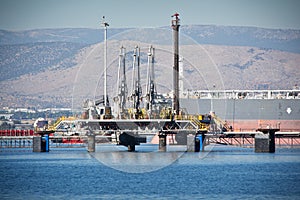 Oil tanker on a pier