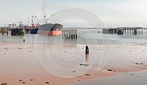 Oil Tanker at port during low tide