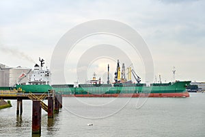 Oil tanker in the port of rotterdam