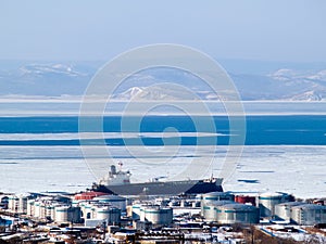 Oil tanker at russian petroleum port Vladivostok photo