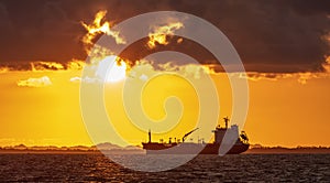 Oil tanker sailing by the coast of Belize