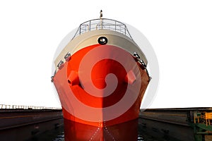 Oil Tanker ship closeup forward