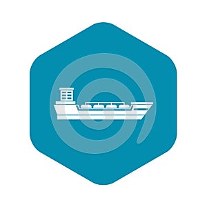 Oil tanker ship icon, simple style