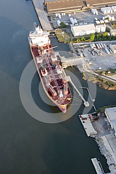 Oil tanker ship in port