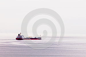 Oil tanker ship transports fossil energy overseas