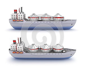 Oil tanker ship on white background