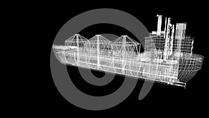 Oil tanker ship wire model isolated on white. loop