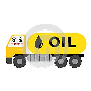 Oil Tanker Truck transportation cartoon character side view vector illustration