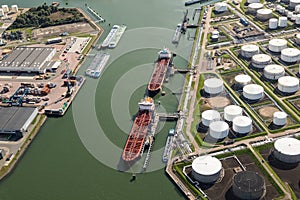 Oil tankers silo port moored