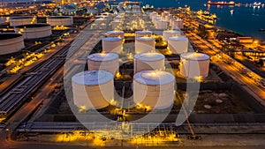 Oil terminal is industrial facility for storage of oil and petrochemical products ready for transport to further storage