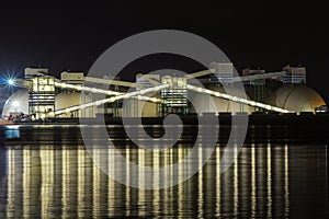 The oil terminal in Riga, Latvia in the summer night