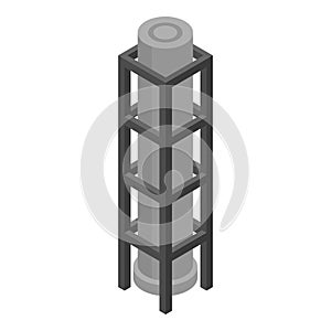 Oil tower icon, isometric style