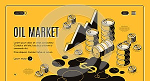 Oil trade market isometric vector webpage template