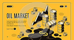 Oil trade market isometric vector webpage template photo