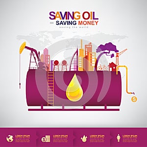 Oil Vector Concept Saving Oil Saving Money