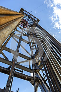 Oil well drilling rig, in terms of inner drill pipes and equipment appearance