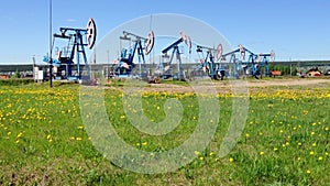 Oil well: oil pump jack works, oilfield.