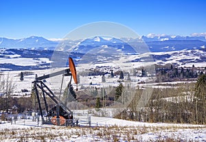 Oil Well Pump in the Alberta Foothills