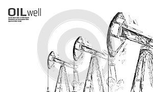 Oil well rig juck low poly business concept. Finance economy polygonal petrol production. Petroleum fuel industry