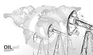 Oil well rig juck low poly business concept. Finance economy polygonal petrol production. Petroleum fuel industry