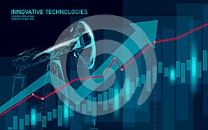 Oil well rig juck low poly business concept. Finance economy polygonal petrol production. Petroleum fuel industry