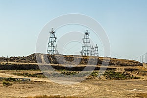 Oil wells near Baku, Azerbaij