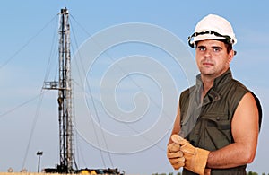 Oil worker on oilfield