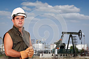 Oil worker on oilfield