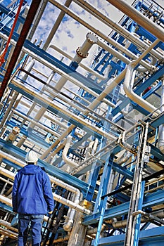 Oil worker and pipelines constructions